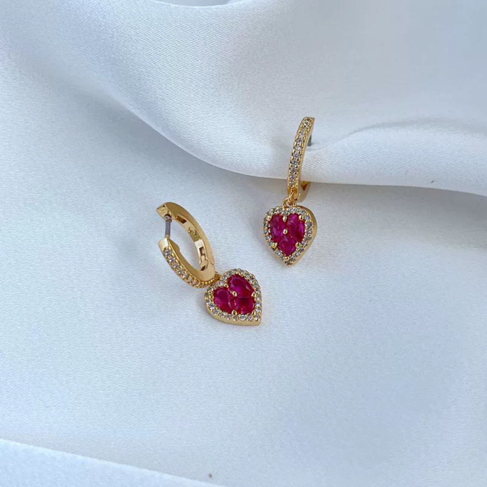 Kendra Scott Red Teardrop Zircon Heart Earrings